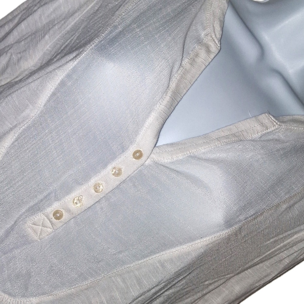 White Henley Long Sleeve V Neck Top Shirt‎ Women's XL TG Textured Pullover